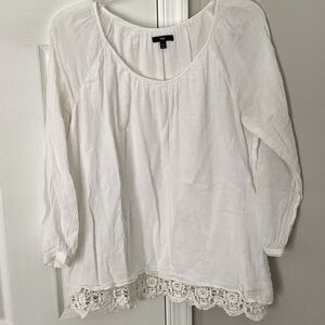 GAP White Blouse with Lace Trim